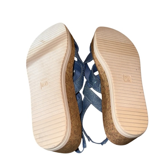 Bzees Ritz Sparkle Machine Washable Cork Wedge Sandal Blue - Picture 5 of 6